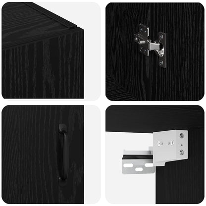 Hangkast met plank Zwart eiken 69.5 x 34 x 90 cm Bewerkt hout