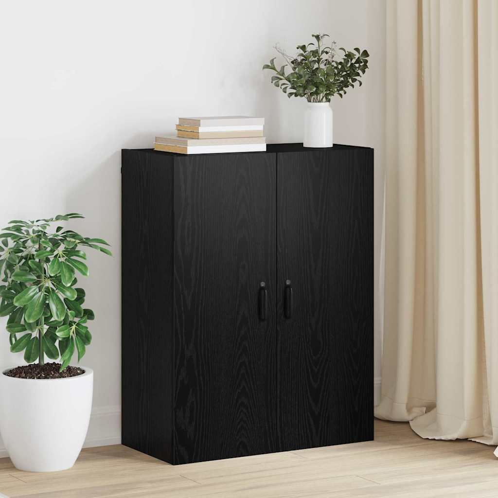 Hangkast met plank Zwart eiken 69.5 x 34 x 90 cm Bewerkt hout