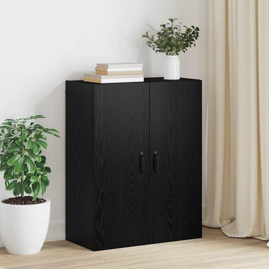 Hangkast met plank Zwart eiken 69.5 x 34 x 90 cm Bewerkt hout