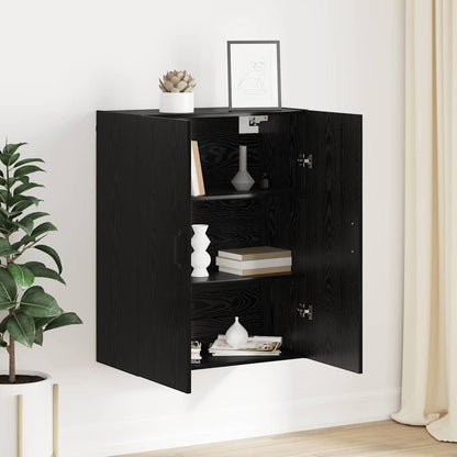 Hangkast met plank Zwart eiken 69.5 x 34 x 90 cm Bewerkt hout