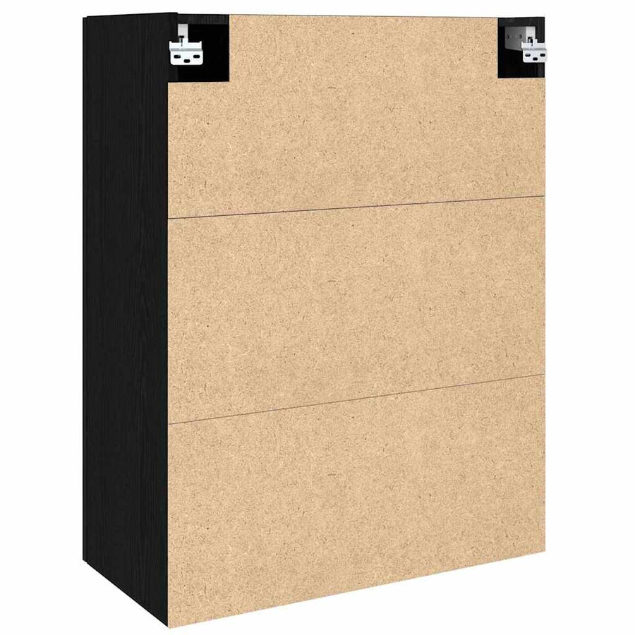 Hangkast met plank Zwart eiken 69.5 x 34 x 90 cm Bewerkt hout