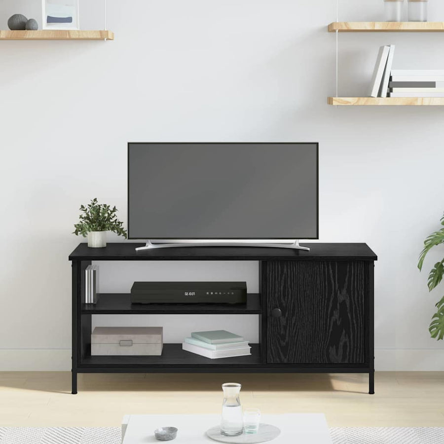 TV-kast Zwart Eiken 100 x 40 x 45 cm Bewerkt hout