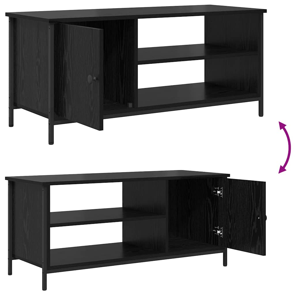 TV-kast Zwart Eiken 100 x 40 x 45 cm Bewerkt hout