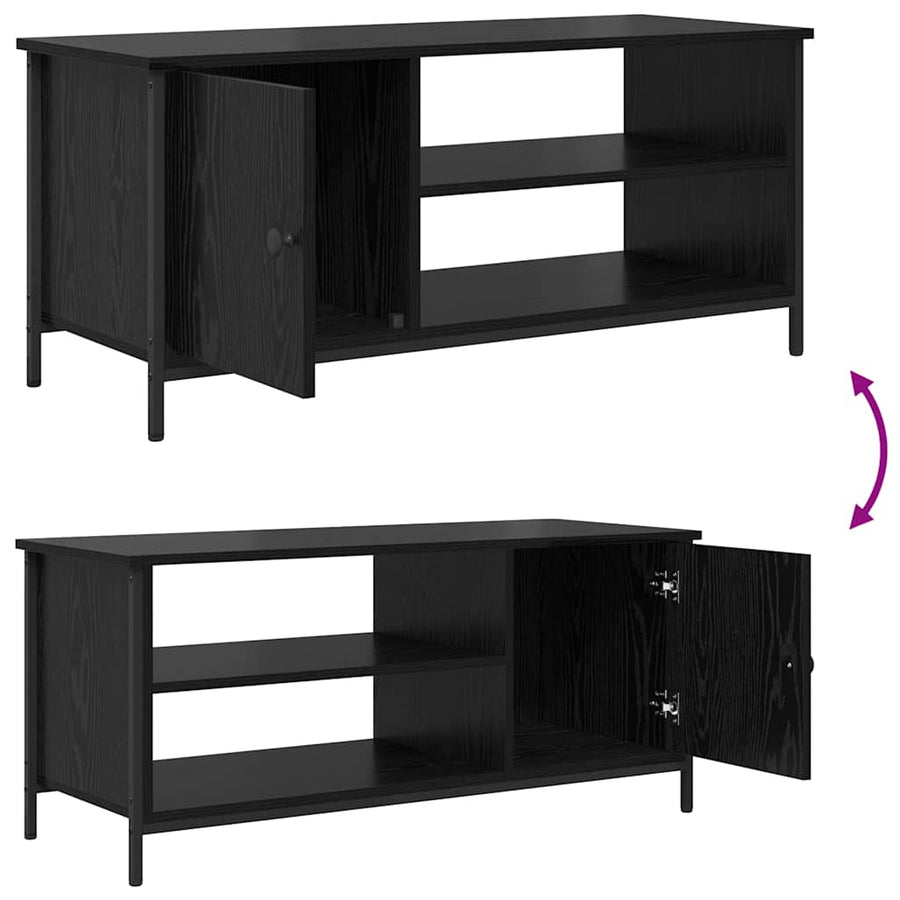 TV-kast Zwart Eiken 100 x 40 x 45 cm Bewerkt hout