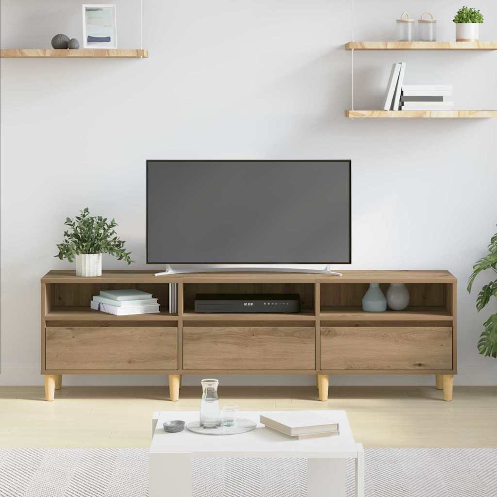 TV-kast artisanaal eikenkleurig 150 x 30 x 45 cm Bewerkt hout