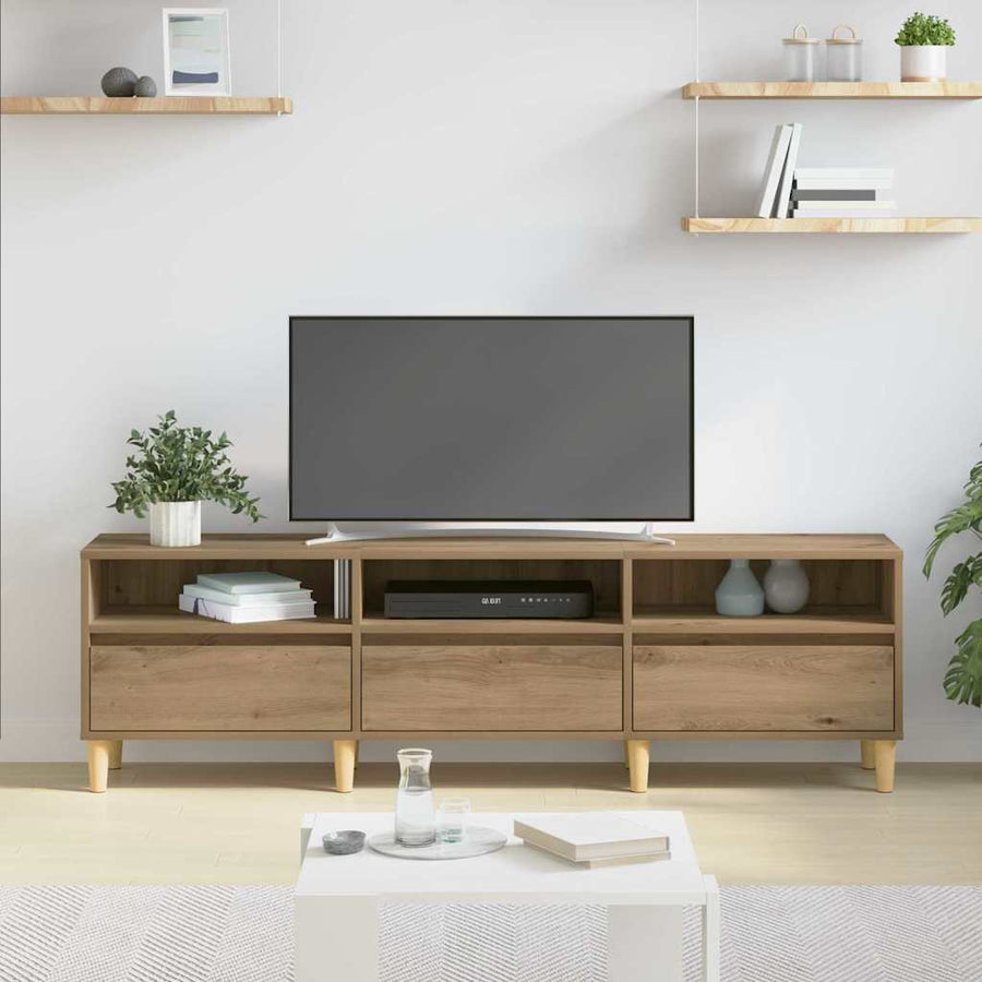 TV-kast artisanaal eikenkleurig 150 x 30 x 45 cm Bewerkt hout