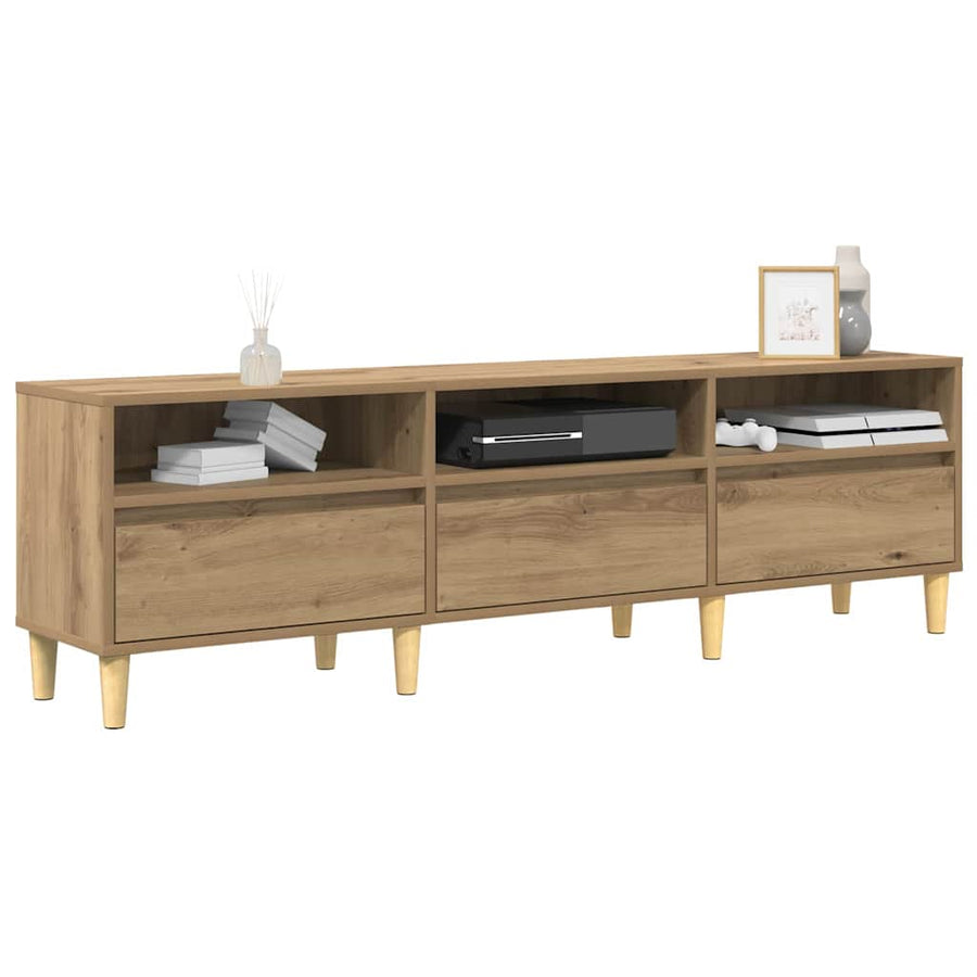 TV-kast artisanaal eikenkleurig 150 x 30 x 45 cm Bewerkt hout
