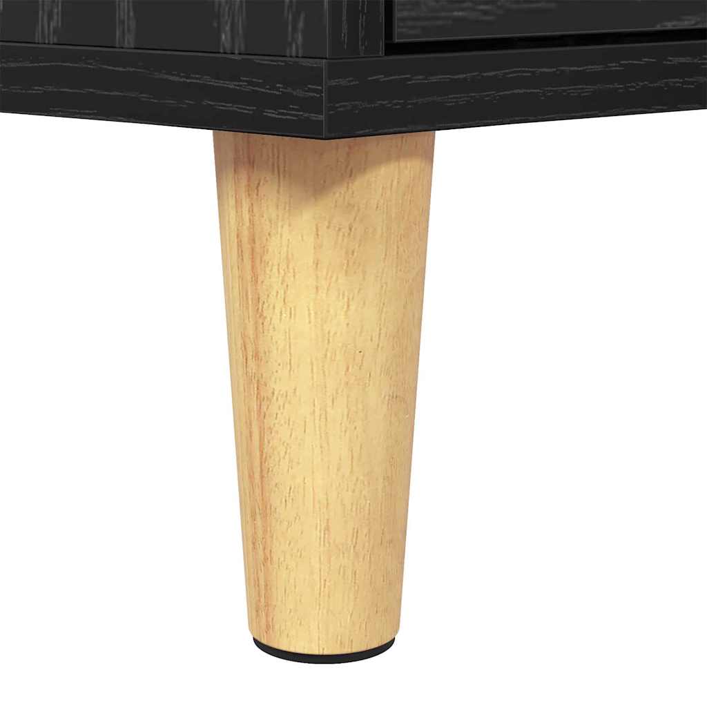 TV-kast met lade met plank met opslag Zwart eiken 150 x 30 x 45 cm Bewerkt hout