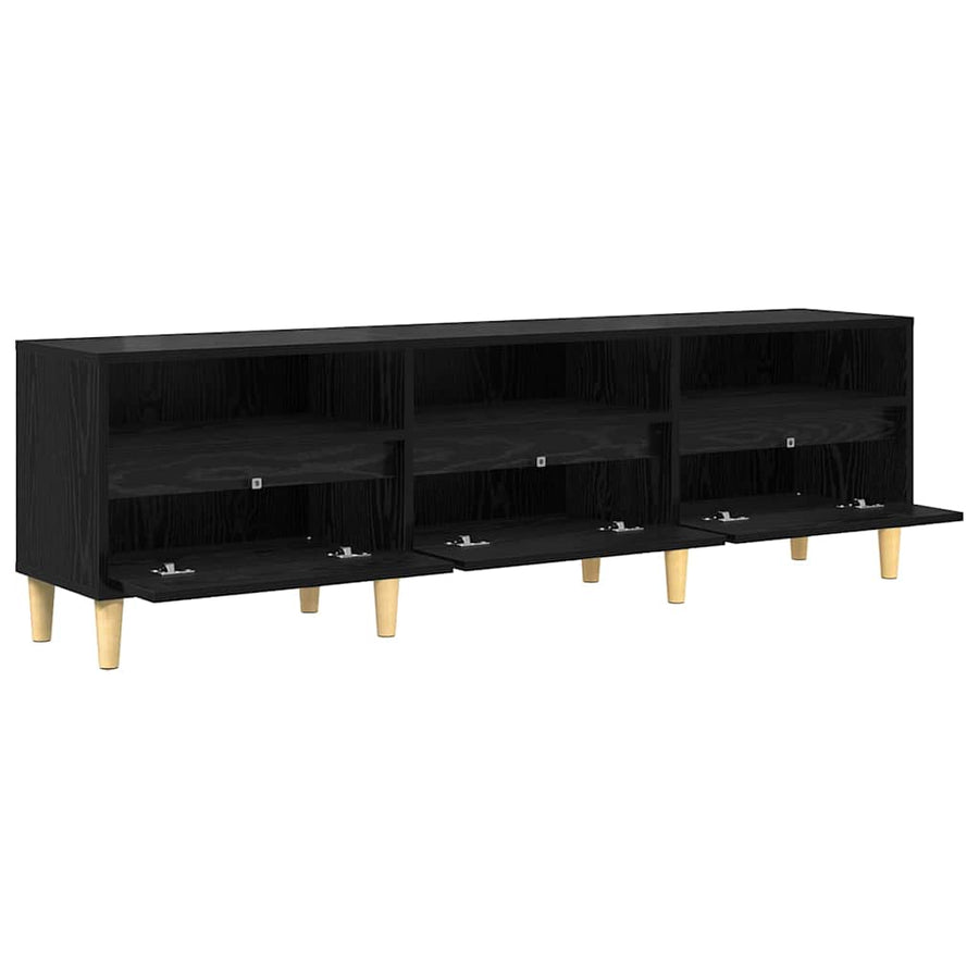 TV-kast met lade met plank met opslag Zwart eiken 150 x 30 x 45 cm Bewerkt hout