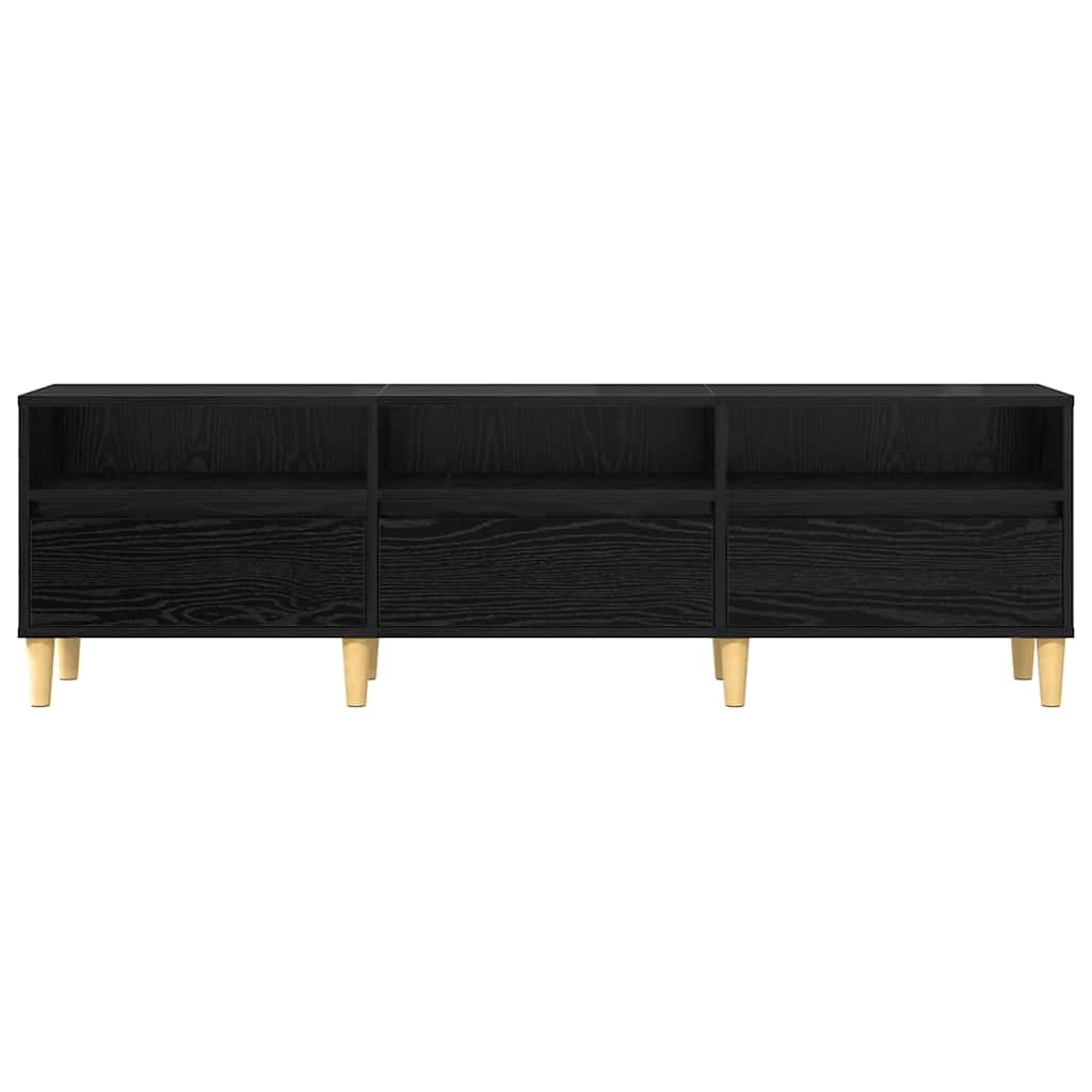 TV-kast met lade met plank met opslag Zwart eiken 150 x 30 x 45 cm Bewerkt hout