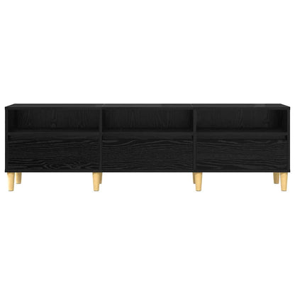 TV-kast met lade met plank met opslag Zwart eiken 150 x 30 x 45 cm Bewerkt hout