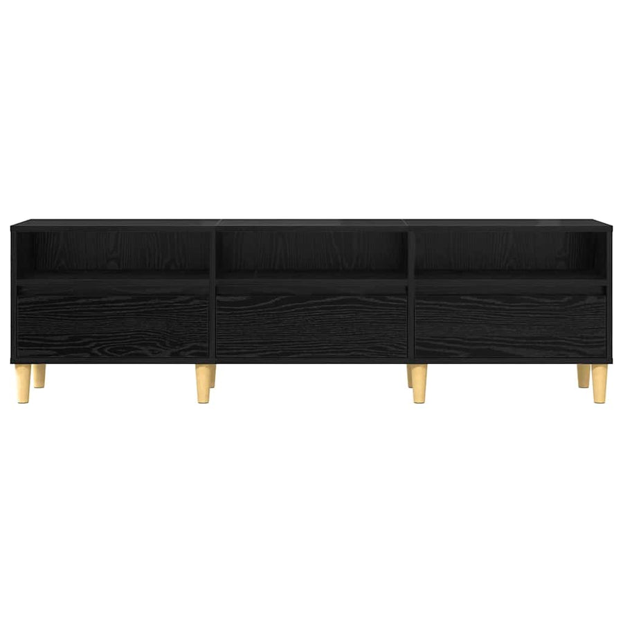 TV-kast met lade met plank met opslag Zwart eiken 150 x 30 x 45 cm Bewerkt hout