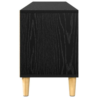 TV-kast met lade met plank met opslag Zwart eiken 150 x 30 x 45 cm Bewerkt hout