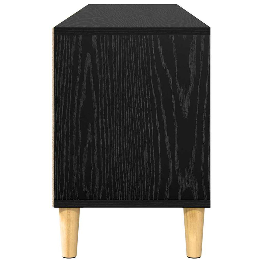 TV-kast met lade met plank met opslag Zwart eiken 150 x 30 x 45 cm Bewerkt hout