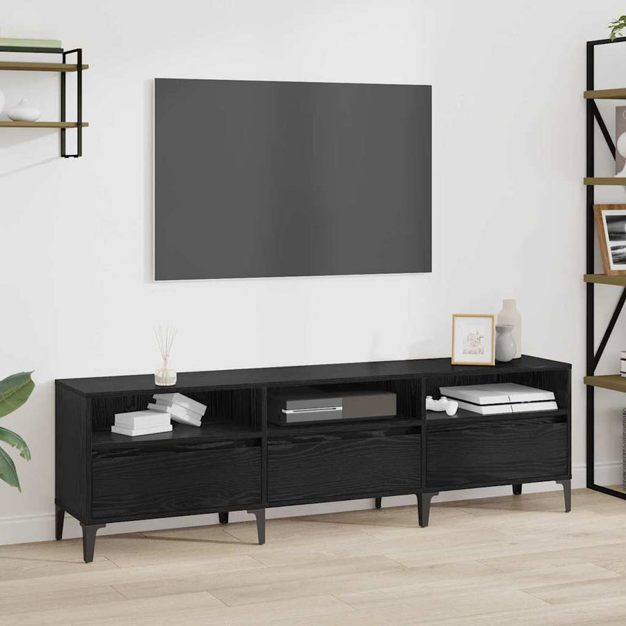 TV-kast Zwart Eiken 150 x 30 x 45 cm Gemonteerd hout en ijzer