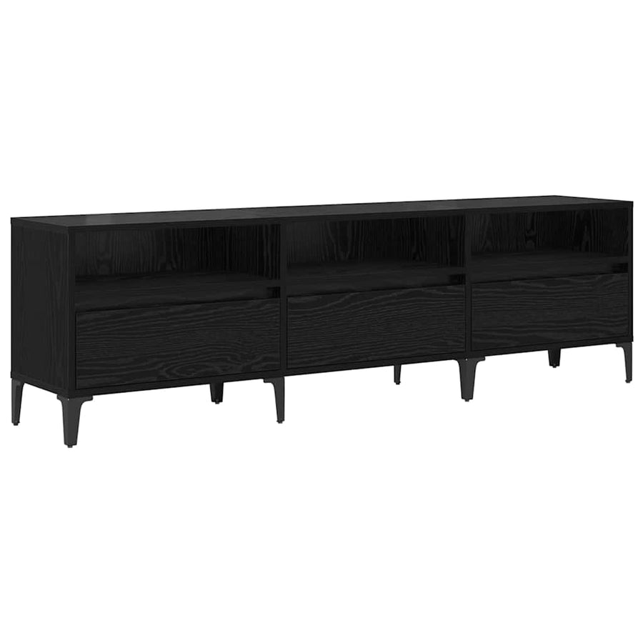 TV-kast Zwart Eiken 150 x 30 x 45 cm Gemonteerd hout en ijzer