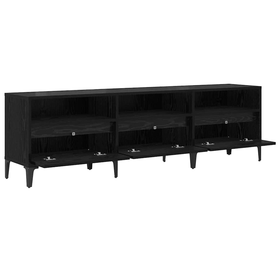TV-kast Zwart Eiken 150 x 30 x 45 cm Gemonteerd hout en ijzer