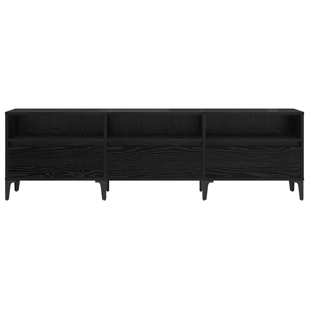 TV-kast Zwart Eiken 150 x 30 x 45 cm Gemonteerd hout en ijzer