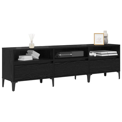 TV-kast Zwart Eiken 150 x 30 x 45 cm Gemonteerd hout en ijzer