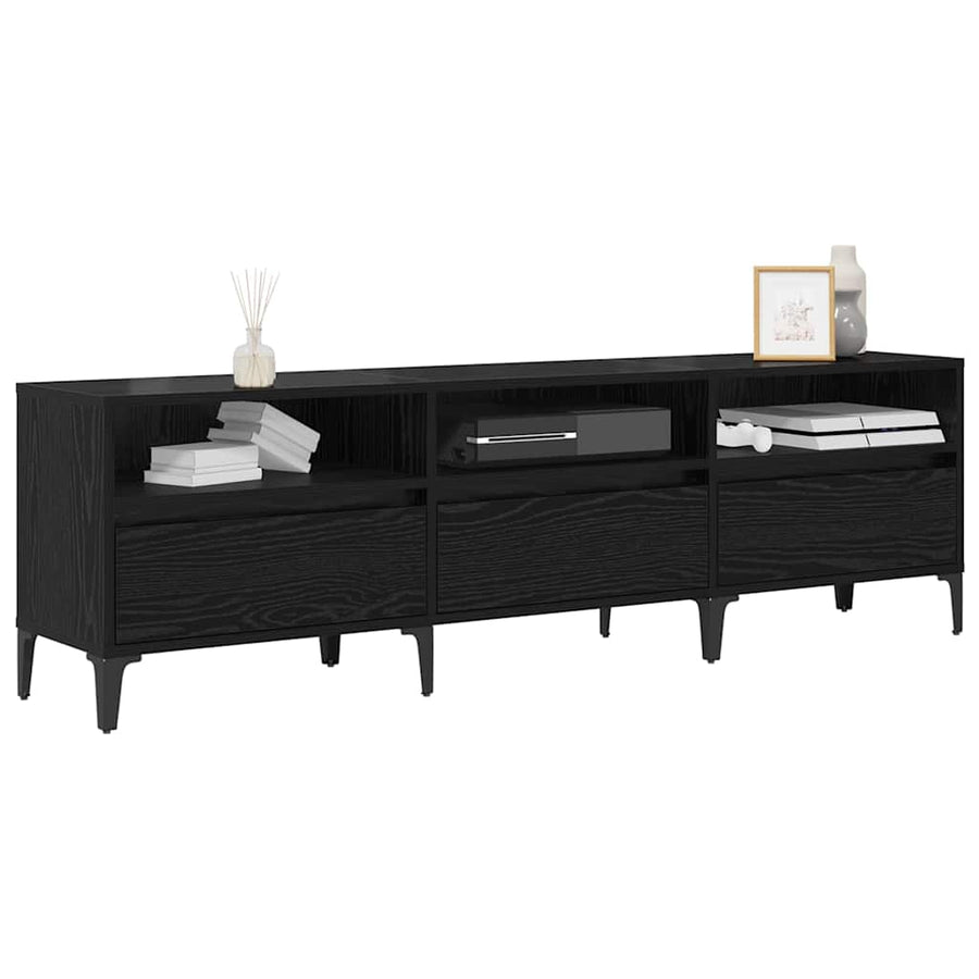 TV-kast Zwart Eiken 150 x 30 x 45 cm Gemonteerd hout en ijzer