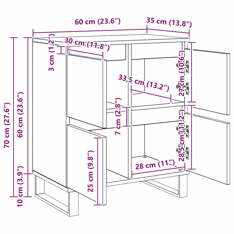 Dressoir Artisan Eiken 60 x 35 x 70 cm