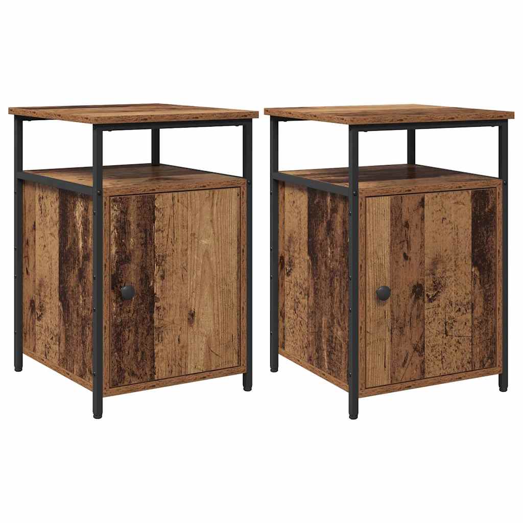 Nachtkastje 2 pcs Oud hout Bewerkt hout