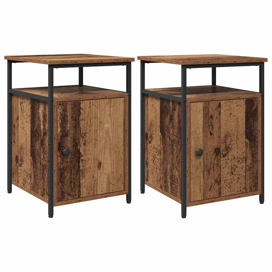 Nachtkastje 2 pcs Oud hout Bewerkt hout