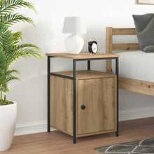 Nachtkastje artisanaal eikenkleurig Bewerkt hout
