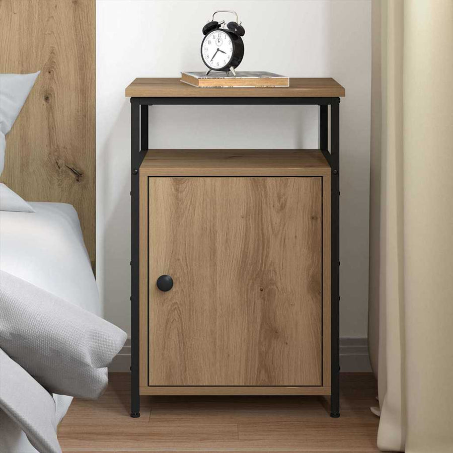 Nachtkastje artisanaal eikenkleurig Bewerkt hout
