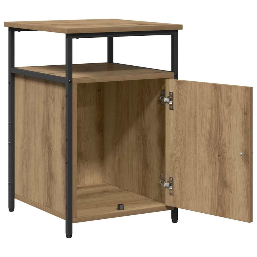 Nachtkastje artisanaal eikenkleurig Bewerkt hout