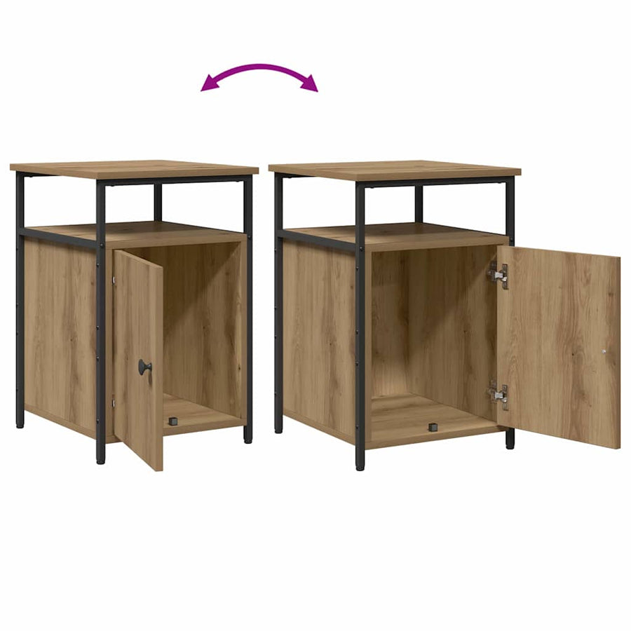 Nachtkastje artisanaal eikenkleurig Bewerkt hout