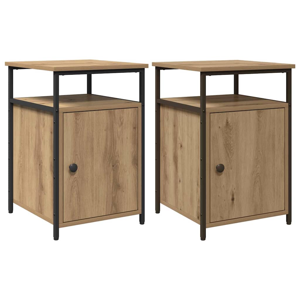 Nachtkastje 2 pcs artisanaal eikenkleurig Bewerkt hout