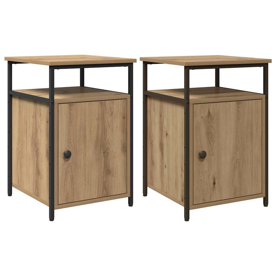 Nachtkastje 2 pcs artisanaal eikenkleurig Bewerkt hout