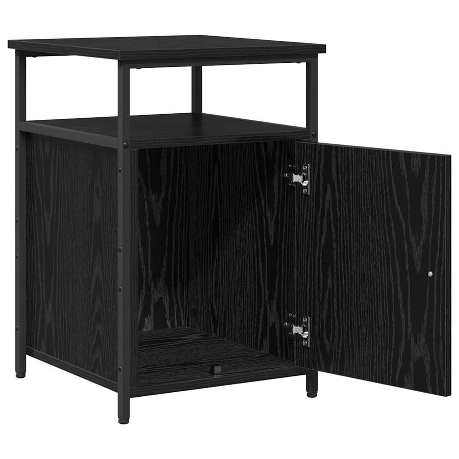 Nachtkastje 2 pcs Zwart eiken Bewerkt hout