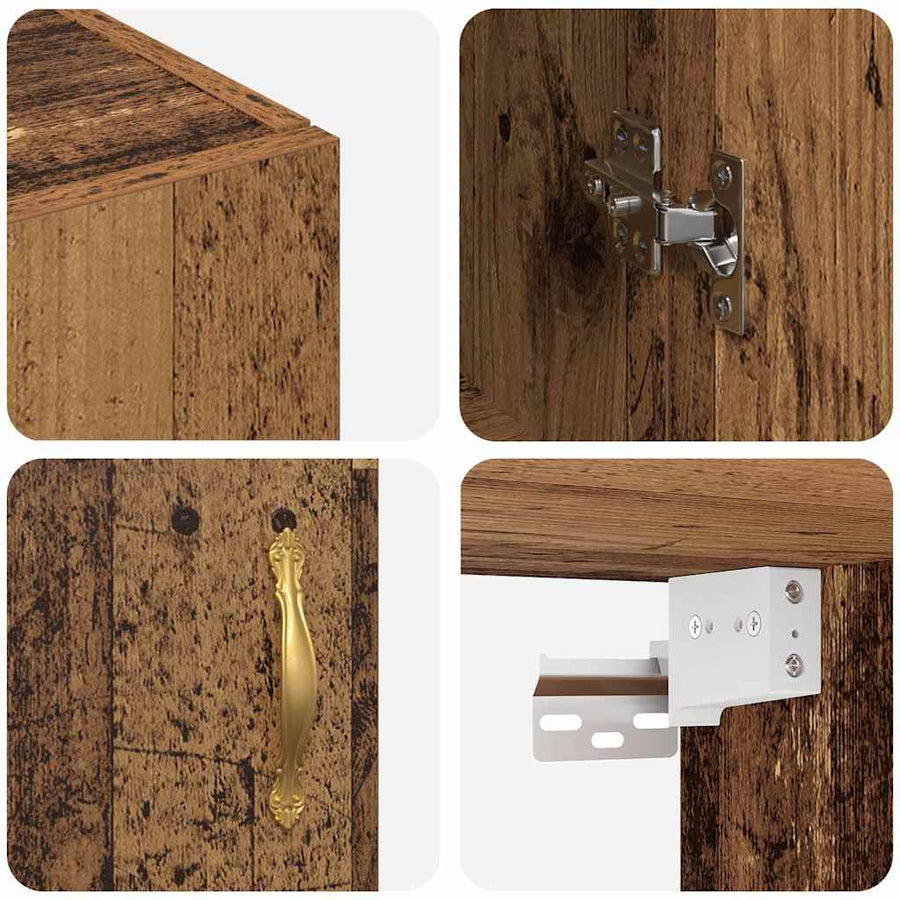 Wandkast Wandgemonteerd Oudhout 69,5 x 34 x 90 cm Bewerkt hout