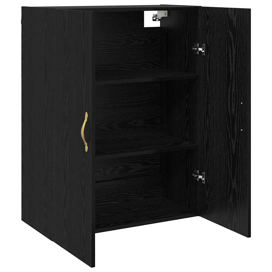 Wandkast Zwart Eiken 69,5 x 34 x 90 cm Bewerkt hout
