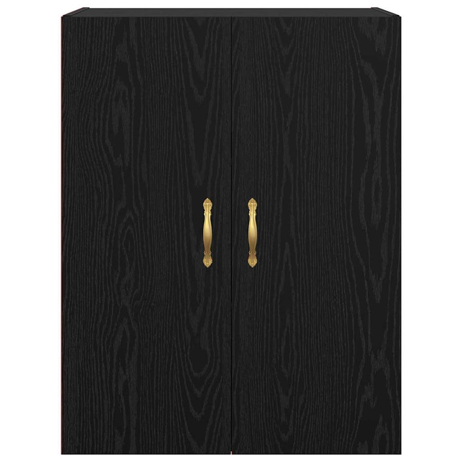 Wandkast Zwart Eiken 69,5 x 34 x 90 cm Bewerkt hout