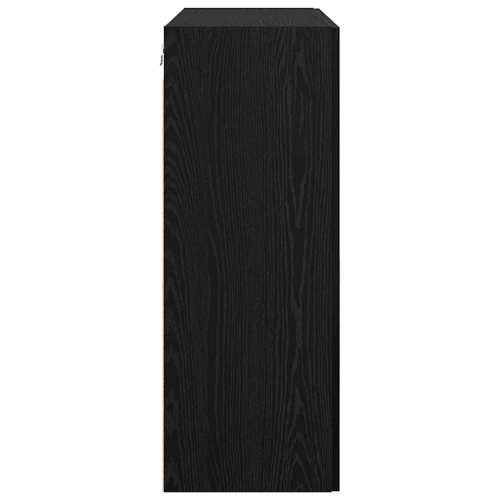 Wandkast Zwart Eiken 69,5 x 34 x 90 cm Bewerkt hout