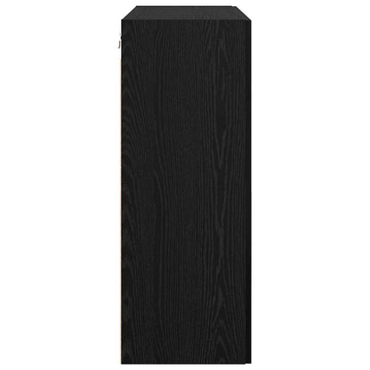 Wandkast Zwart Eiken 69,5 x 34 x 90 cm Bewerkt hout