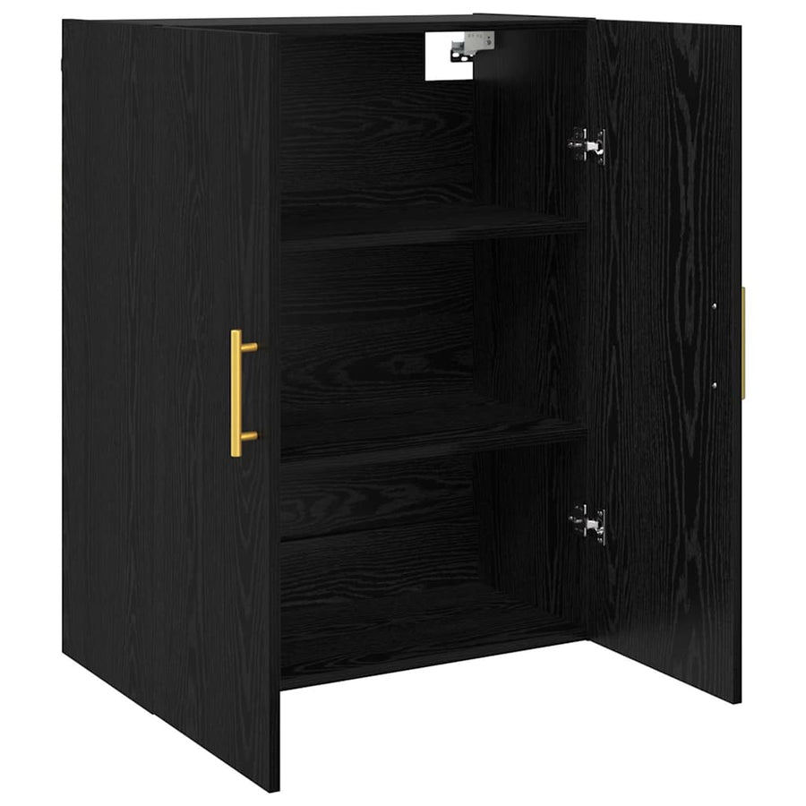 Wandkast Zwart Eiken 69,5 x 34 x 90 cm Bewerkt hout