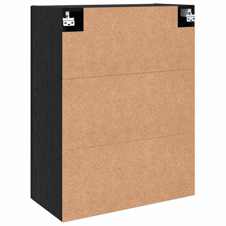 Wandkast Zwart Eiken 69,5 x 34 x 90 cm Bewerkt hout