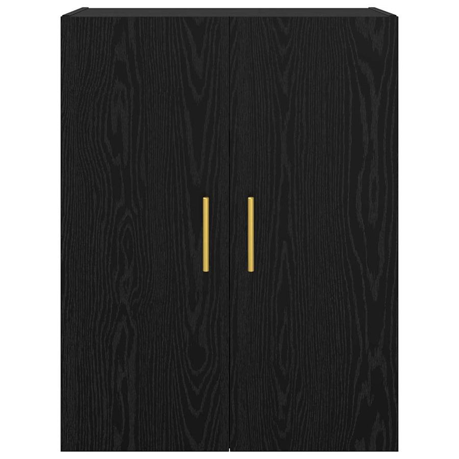 Wandkast Zwart Eiken 69,5 x 34 x 90 cm Bewerkt hout