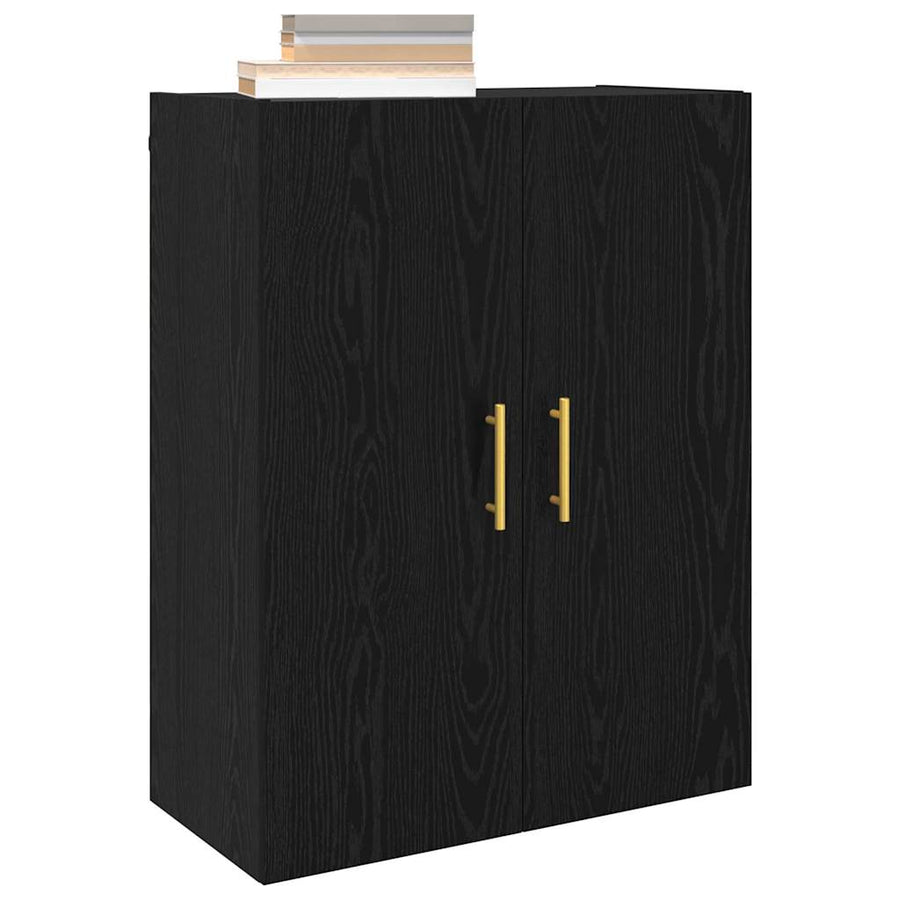 Wandkast Zwart Eiken 69,5 x 34 x 90 cm Bewerkt hout
