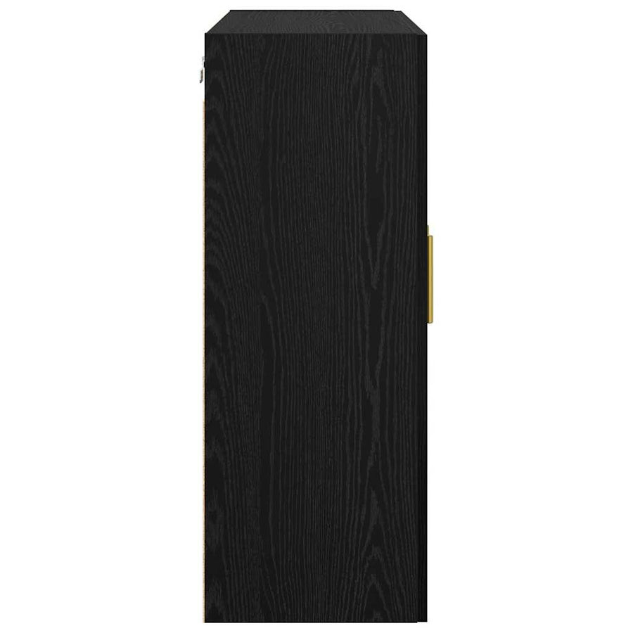 Wandkast Zwart Eiken 69,5 x 34 x 90 cm Bewerkt hout