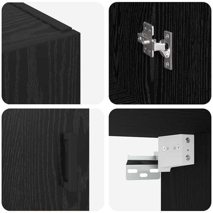 Wandkast Wandgemonteerd Zwart 69.5 x 34 x 90 cm Bewerkt hout