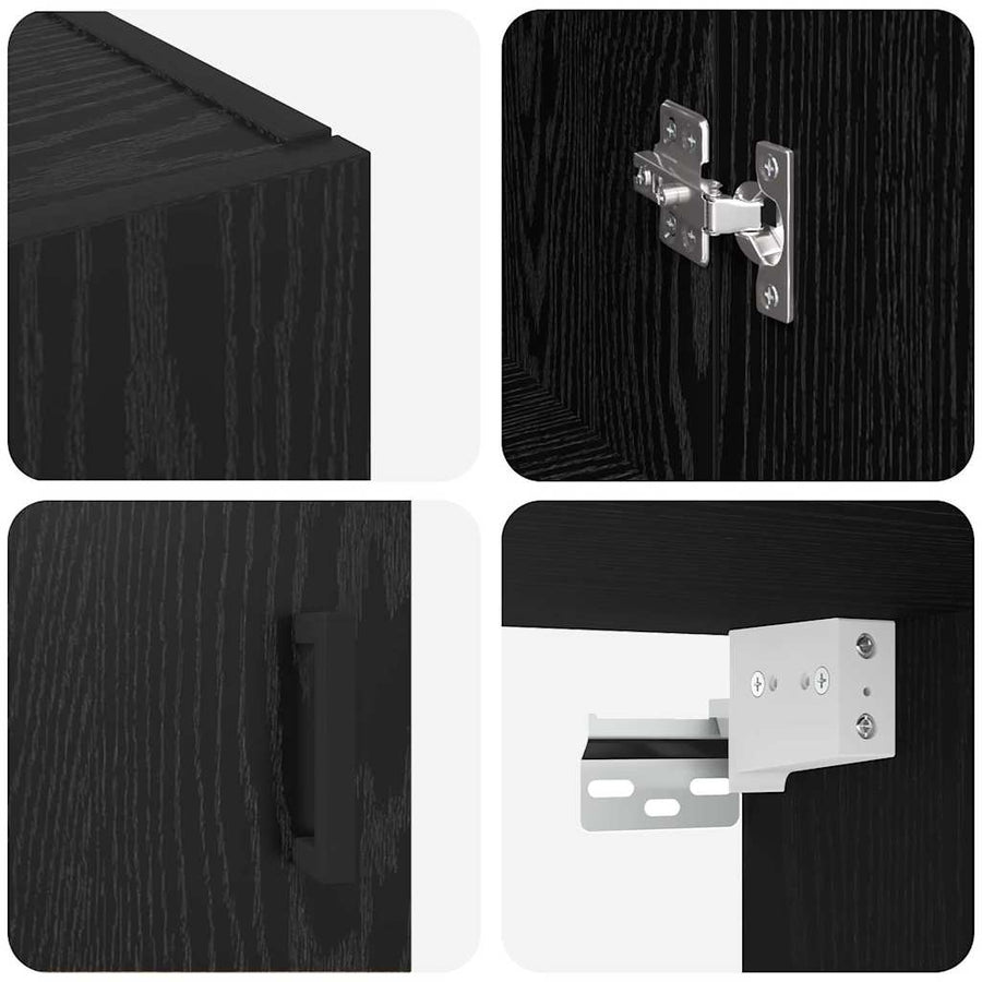 Wandkast Wandgemonteerd Zwart 69.5 x 34 x 90 cm Bewerkt hout