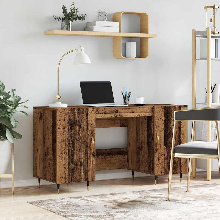 Bureau met plank Oud hout 140 x 50 x 75 cm Bewerkt hout
