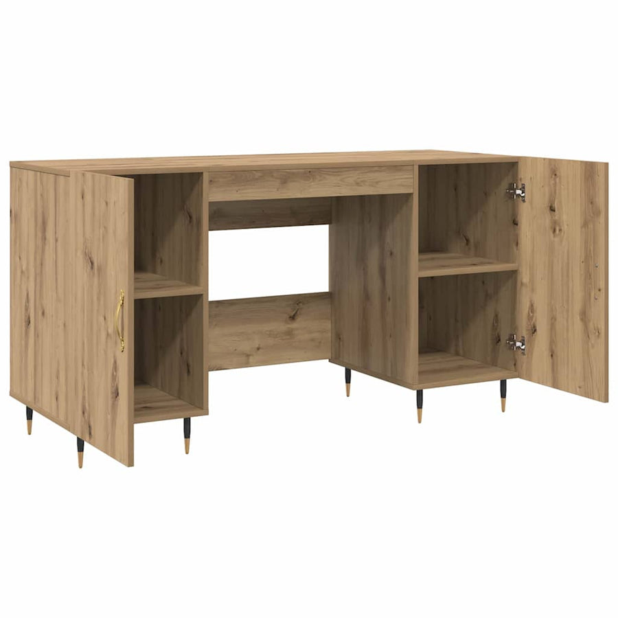 Bureau artisanaal eikenkleurig 140 x 50 x 75 cm Bewerkt hout