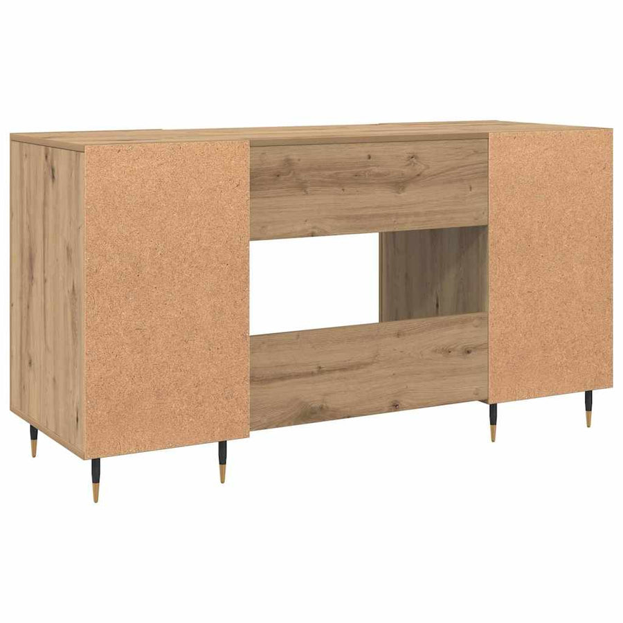Bureau artisanaal eikenkleurig 140 x 50 x 75 cm Bewerkt hout