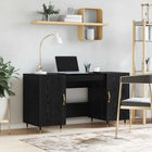 Desk with shelf Black oak 140 x 50 x 75 cm Engineered wood
